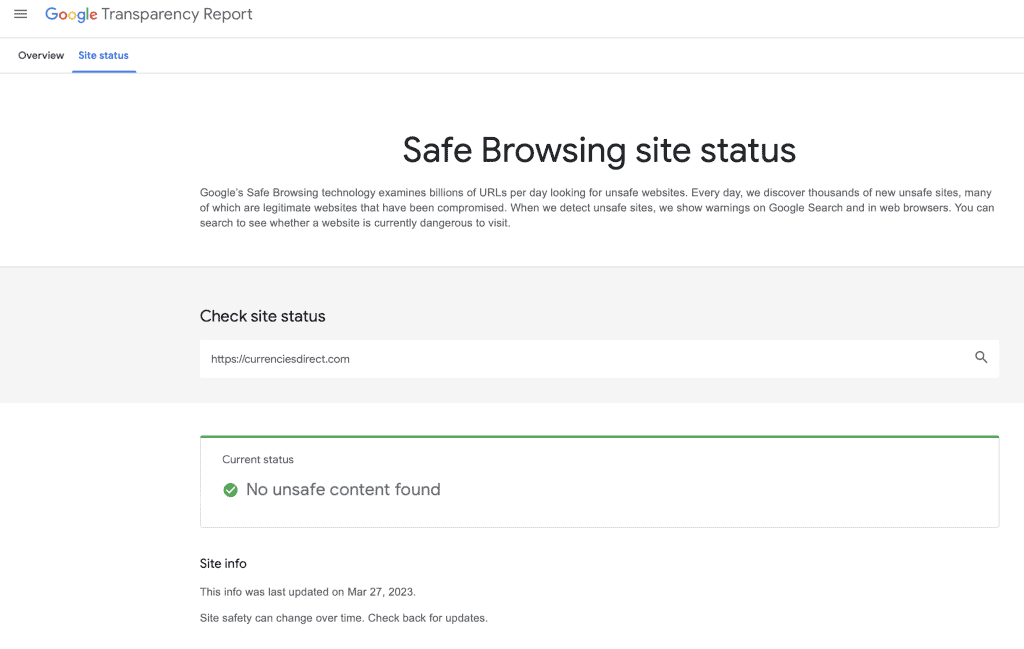 Google safe site